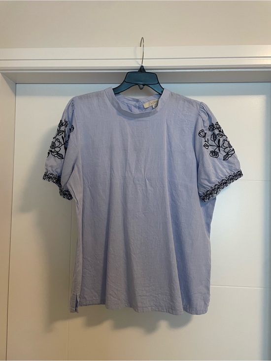 LOFT Tops - LOFT Pale Blue Crewneck Blouse